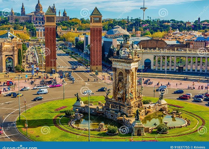 Plaza Espanya Barcelona, Catalonia, Spain: the Spanish Square, National Art ... photo