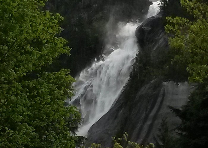 Shannon Falls Shannon Falls, British Columbia. This majestic fall is very easy ... photo