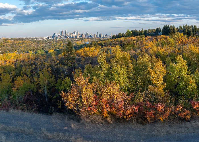 Edworthy Park Superwide 33 shot Pano of Calgary with Fall Colours from Edworthy ... photo