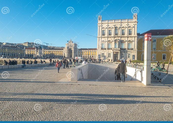 Baixa/Chiado Metro - Chiado Entrance To Baixa-Chiado Metro Station with Terreiro Do Paço and ... photo