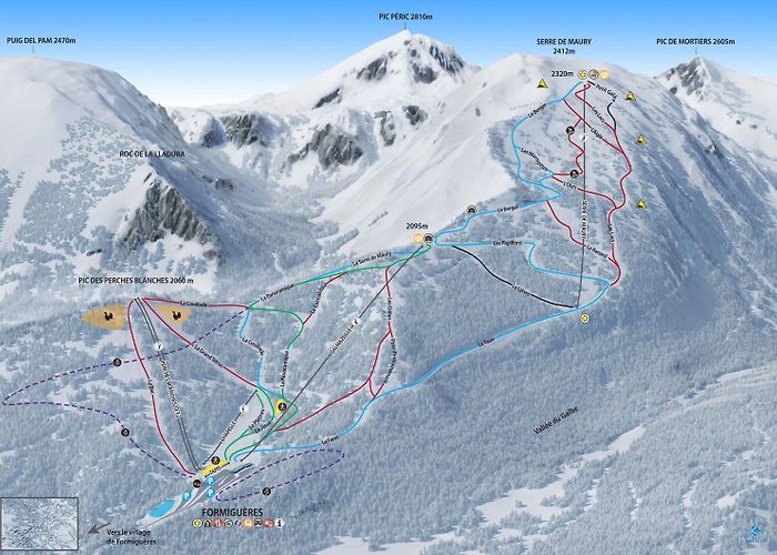 Calmazeille Ski Lift Trail map Formiguères photo