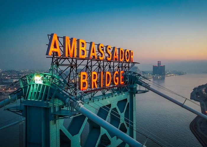 Ambassador Bridge Ambassador Bridge With Detroit Skyline Bridge Close up Detroit ... photo