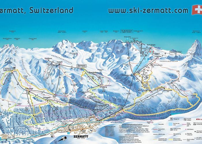 Ski Lift Zermatt - Furi Zermatt, Switzerland - Ski map / Piste map / Trail map photo