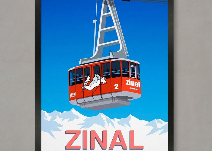 Zinal-Sorebois Zinal Ski Poster, Ski Resort Poster, Ski Print , Snowboard Poster ... photo