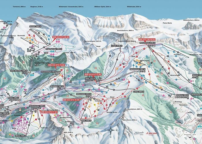 Stoss-Leiterli BERGFEX: Piste map Lenk - Panoramic map Lenk - Map Lenk photo