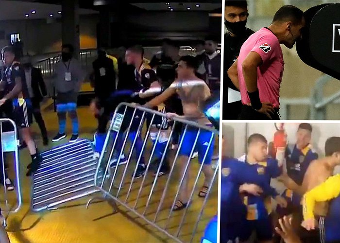 Shocking Club Copa Libertadores: Angry Boca Juniors players storm tunnel & clash ... photo