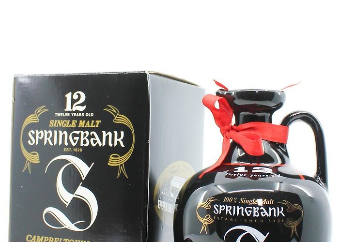 Springbank Whisky Distillery Springbank 12 Years Old - Black Ceramic Jug Decanter 43% (700ml ... photo