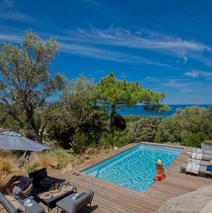 Villa bodri, maison en pierre avec vue mer et piscine chauffée LʼÎle-Rousse Exterior photo